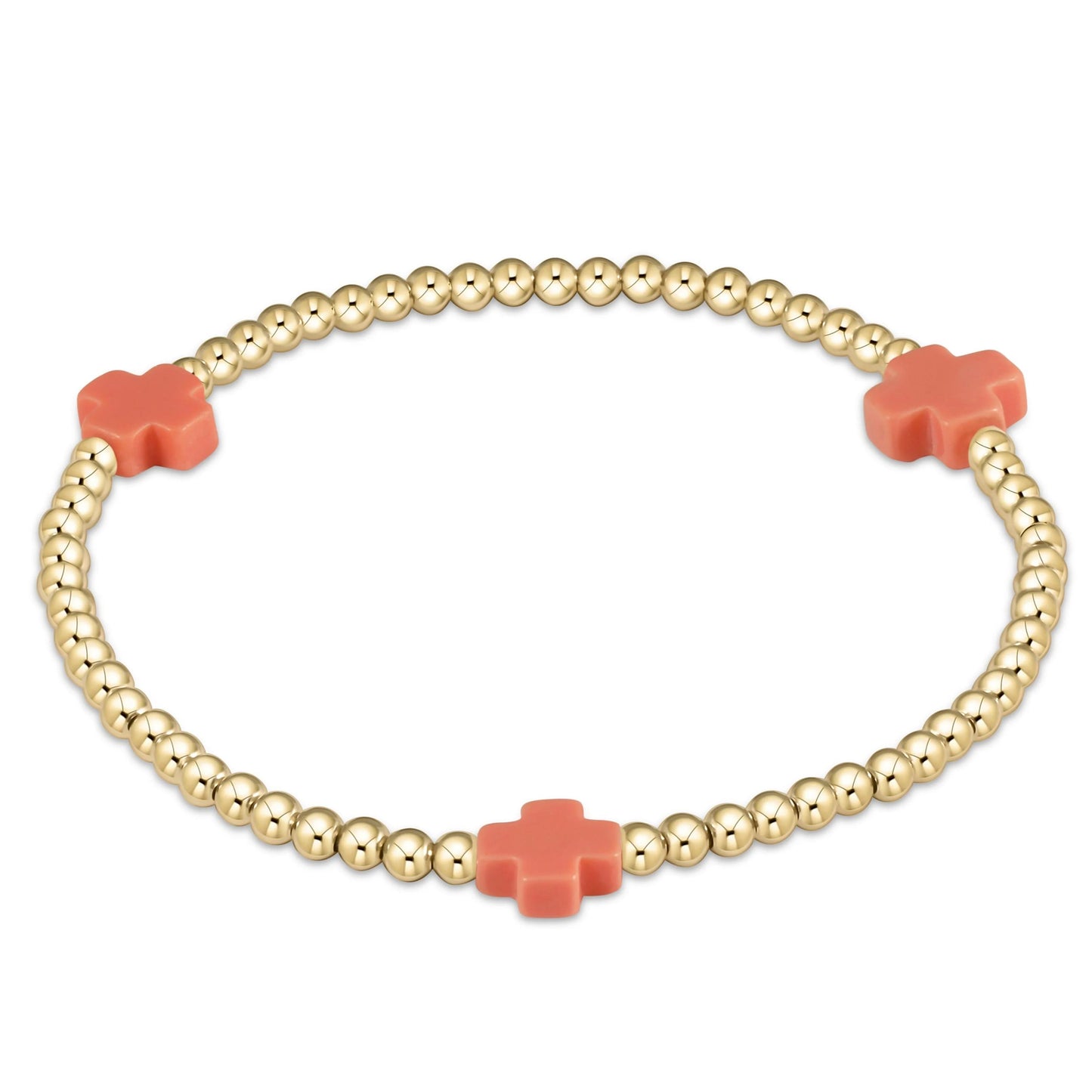 3mm Signature Cross Bracelet in Coral - The Village Jeweler