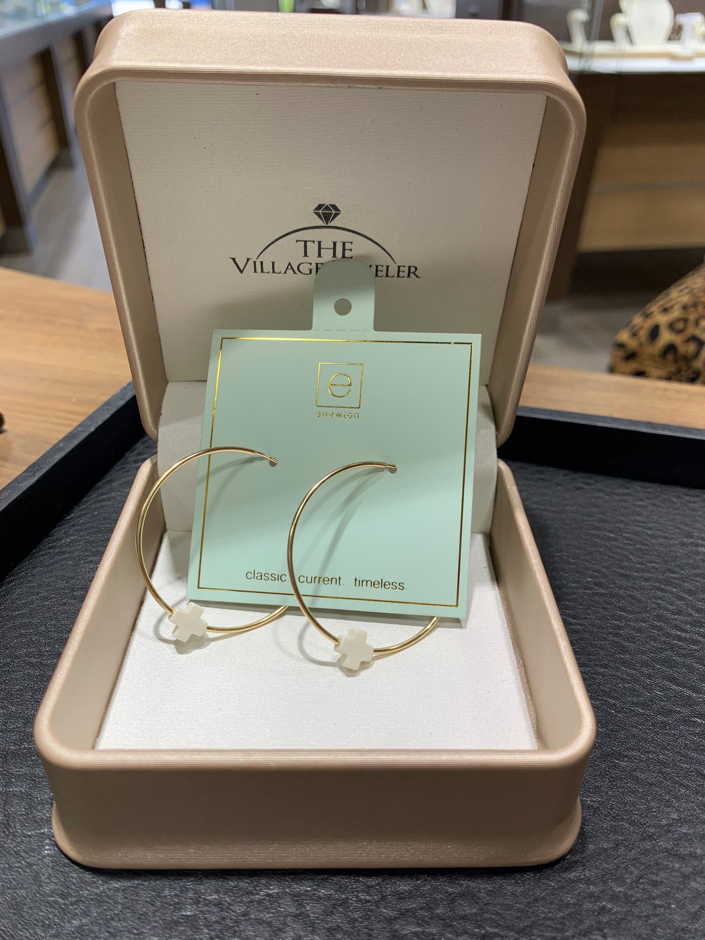 1.75" White Cross Hoops - The Village Jeweler