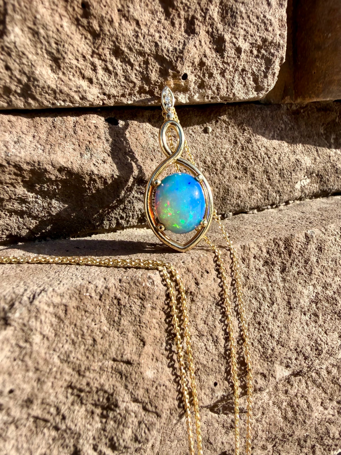 Opal and Diamond Infinity Necklace