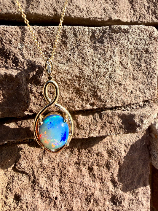 Opal and Diamond Infinity Necklace