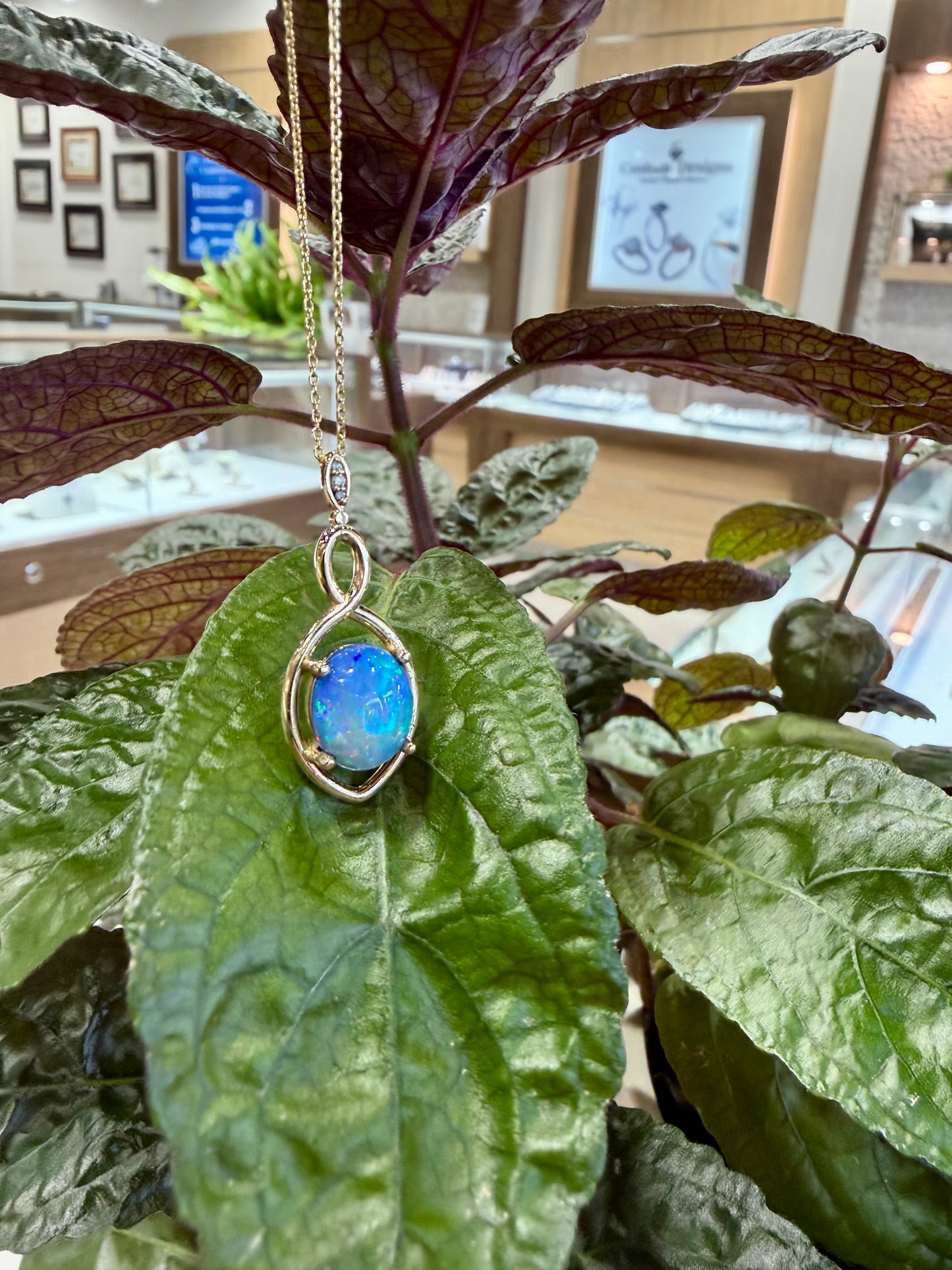 Opal and Diamond Infinity Necklace