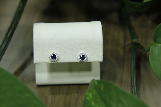 Sapphire Studs with Diamond Halo