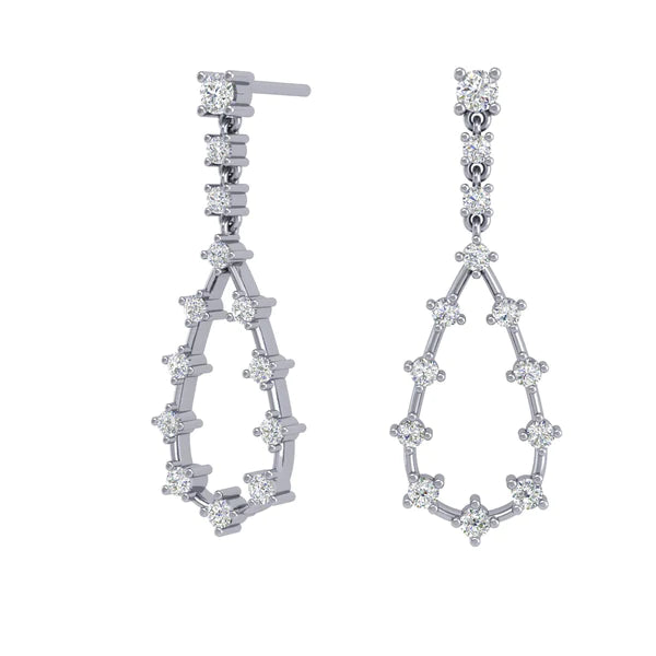 Ino Earrings - 1.86CTW Diamond Station Teardrop