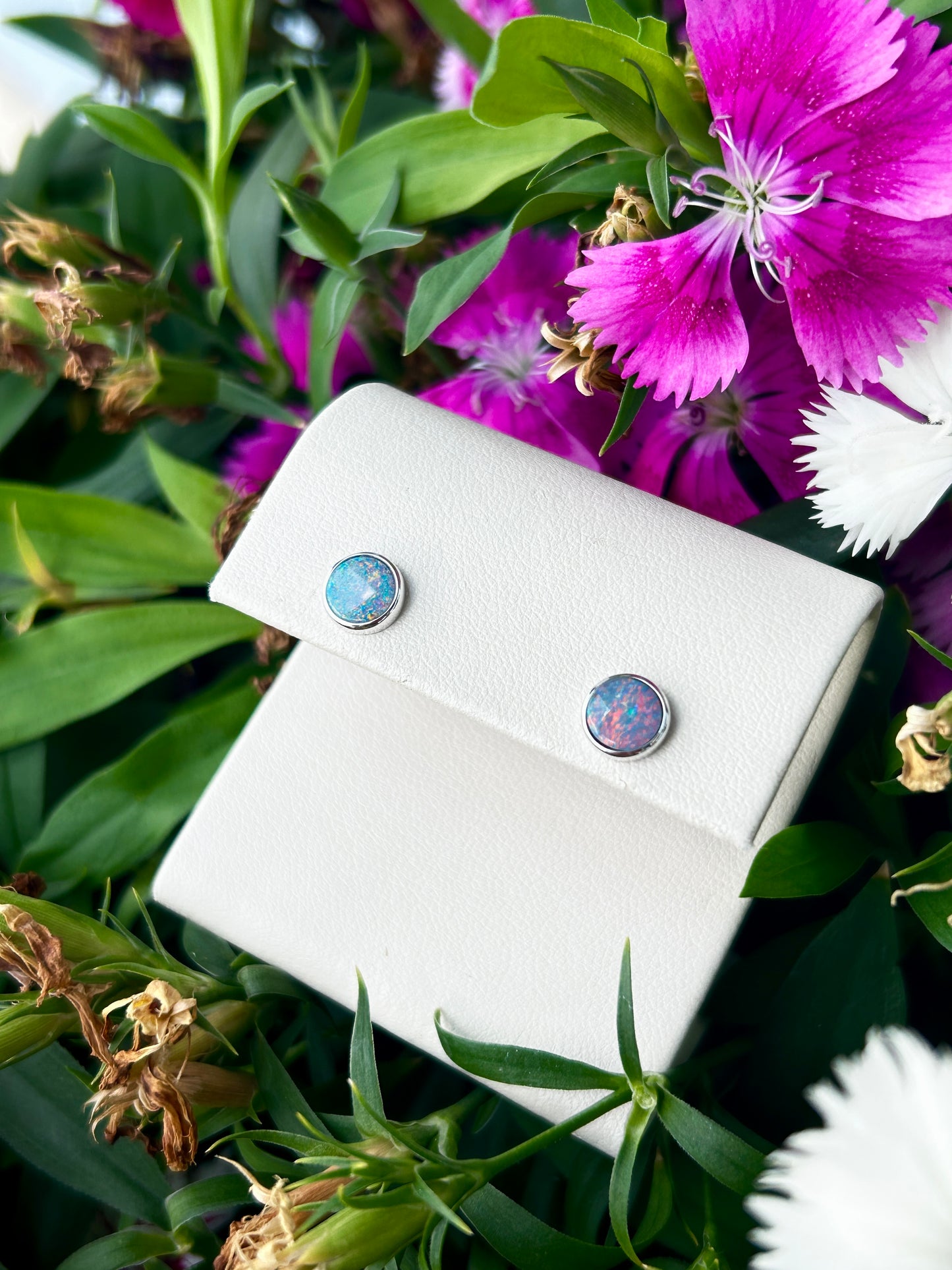6MM Bezel Set Opal Studs