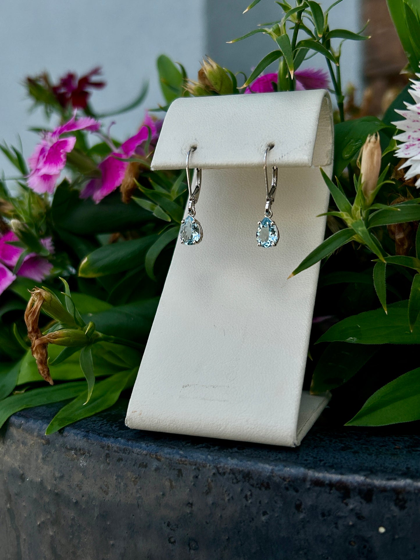 1.00 CTW Aquamarine Pear Earrings