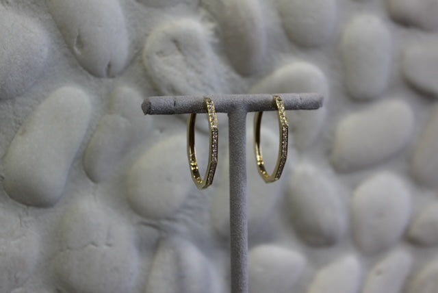 14k Yellow Gold 0.32 CTW Oval Diamond Hoops