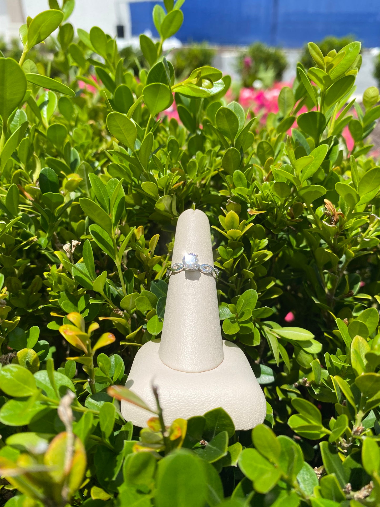 14k White Gold Solitaire with Braided Band - The Village Jeweler