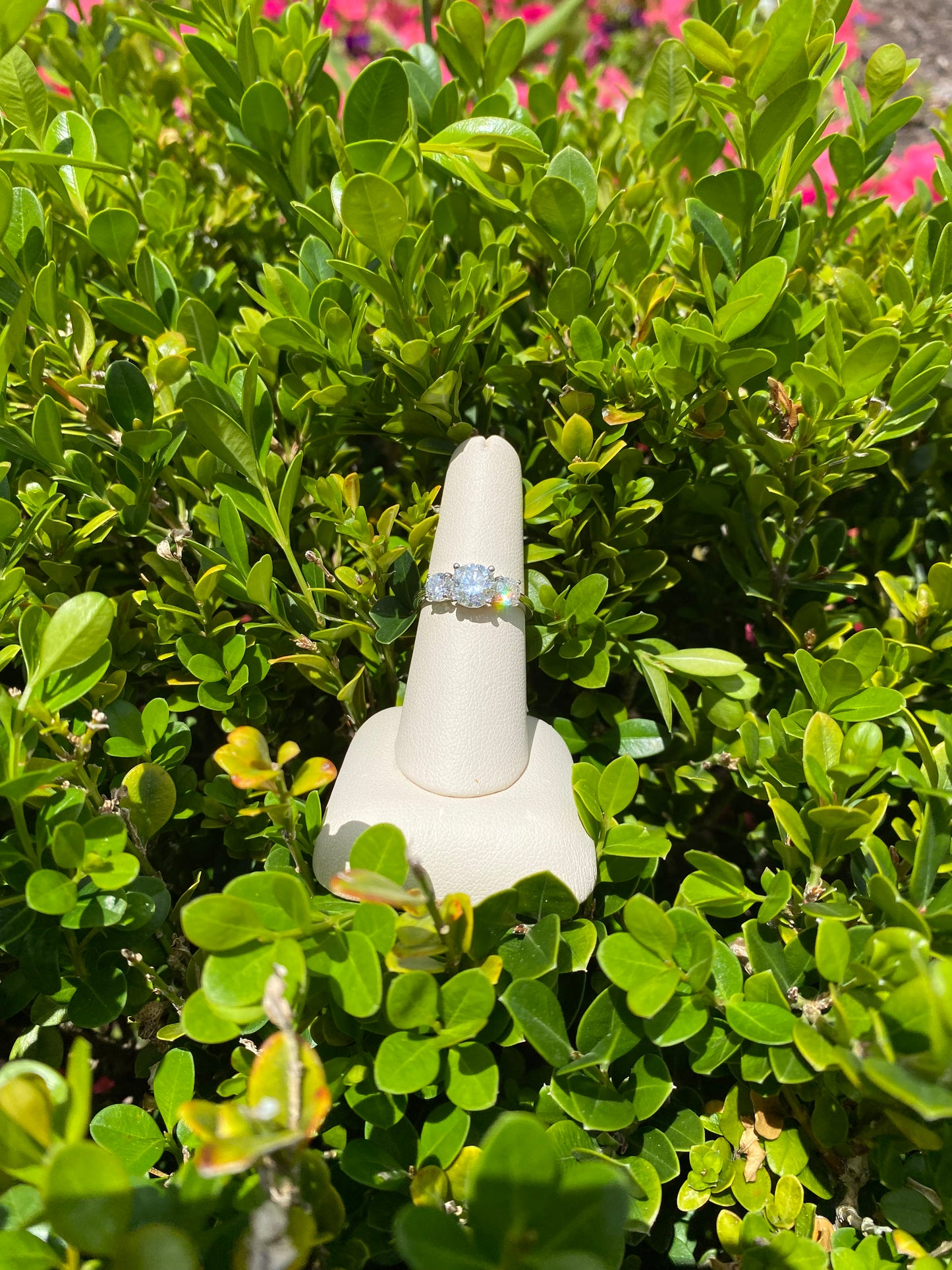 14k White Gold Tri-Stone Ring - The Village Jeweler