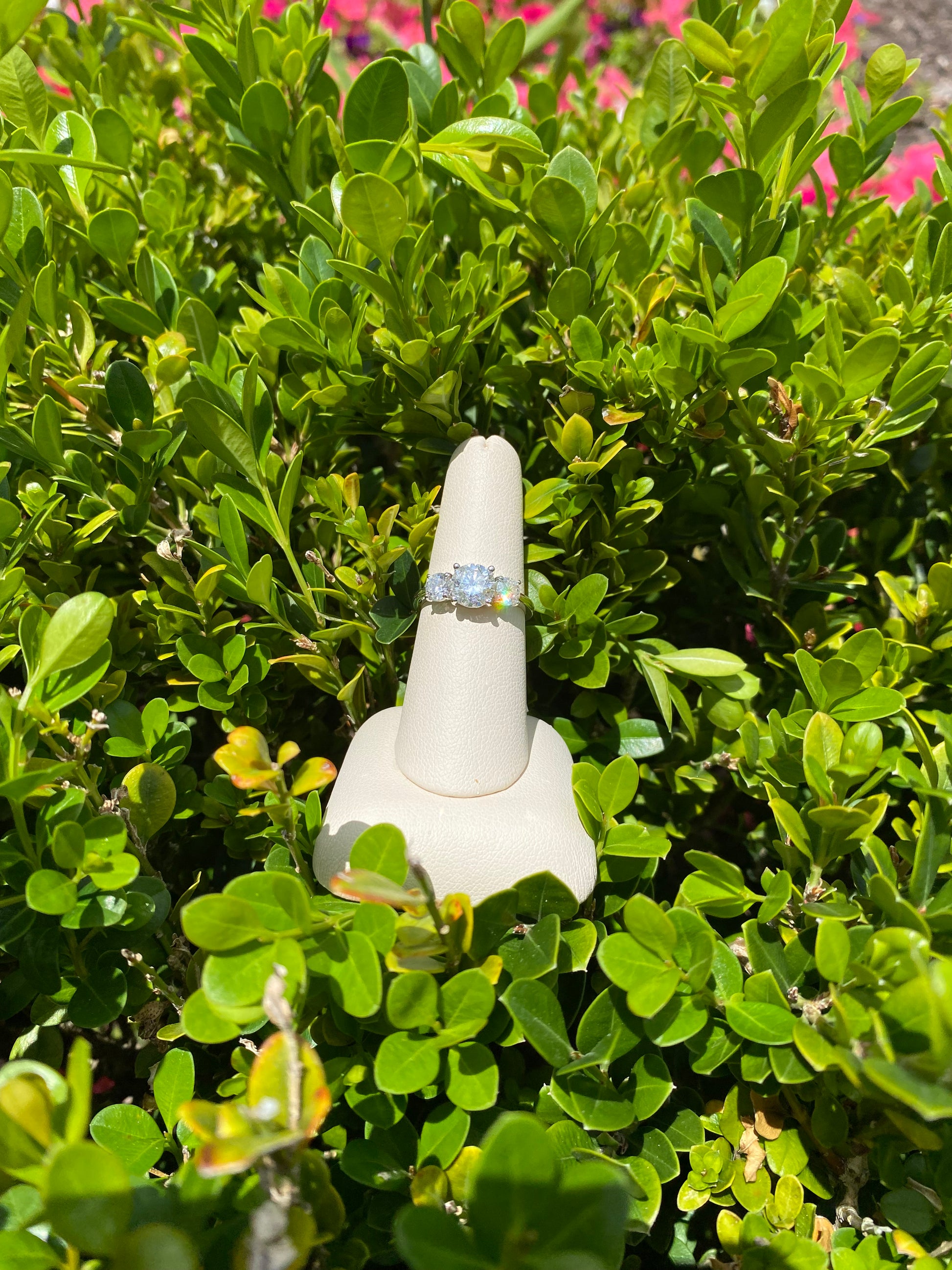 14k White Gold Tri-Stone Ring - The Village Jeweler