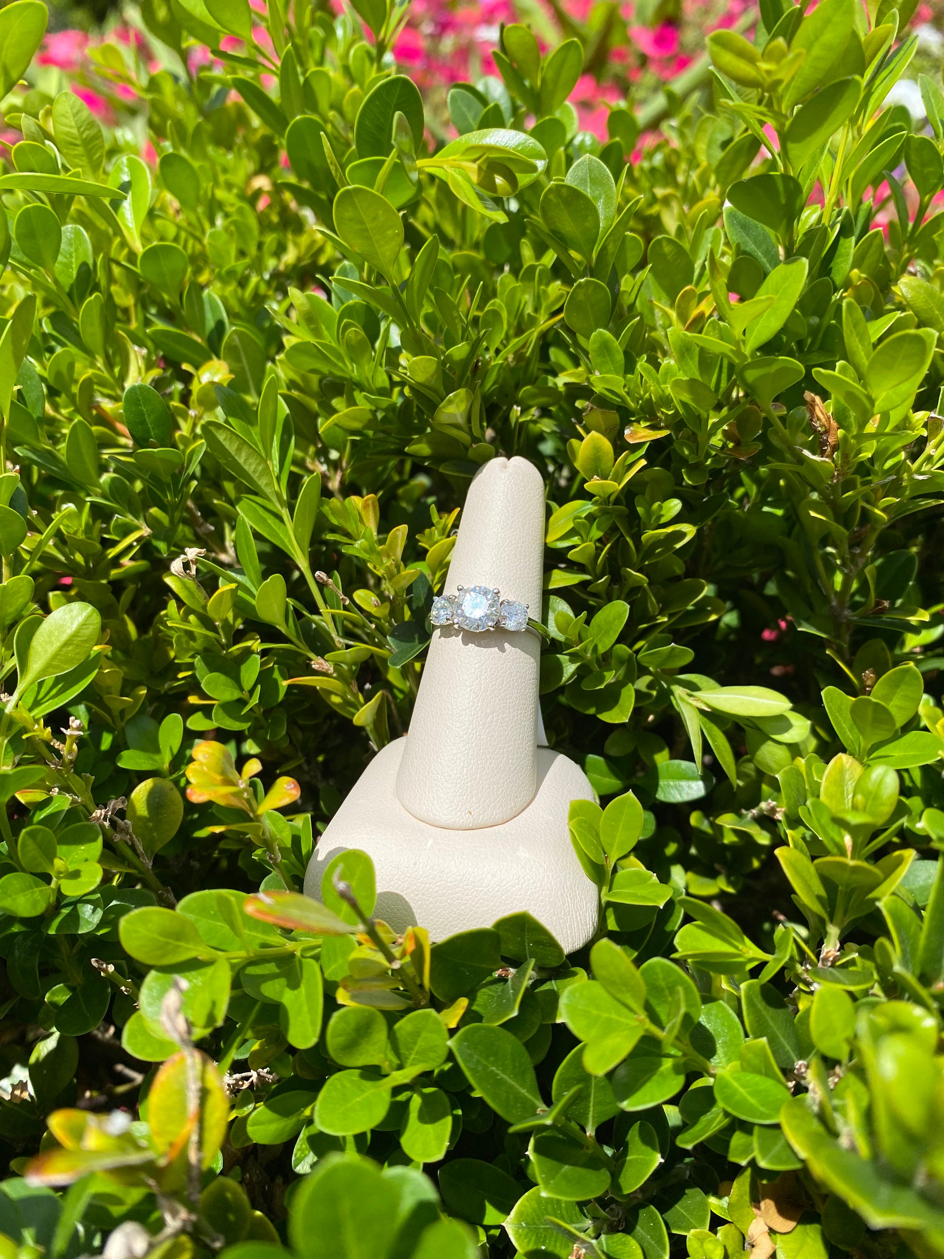 14k White Gold Tri-Stone Ring - The Village Jeweler