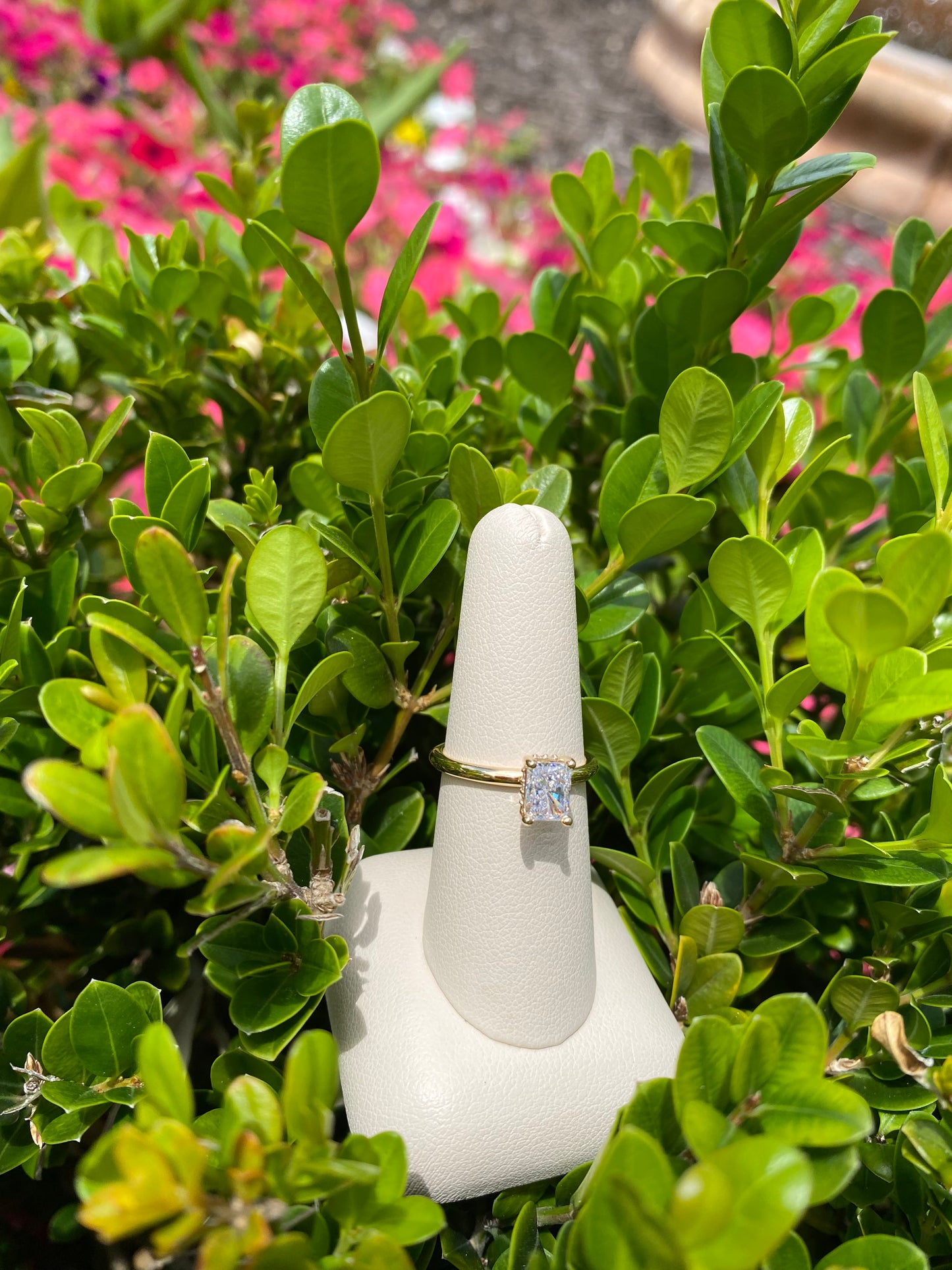 Radiant and Emerald Lindsey Ring - The Village Jeweler
