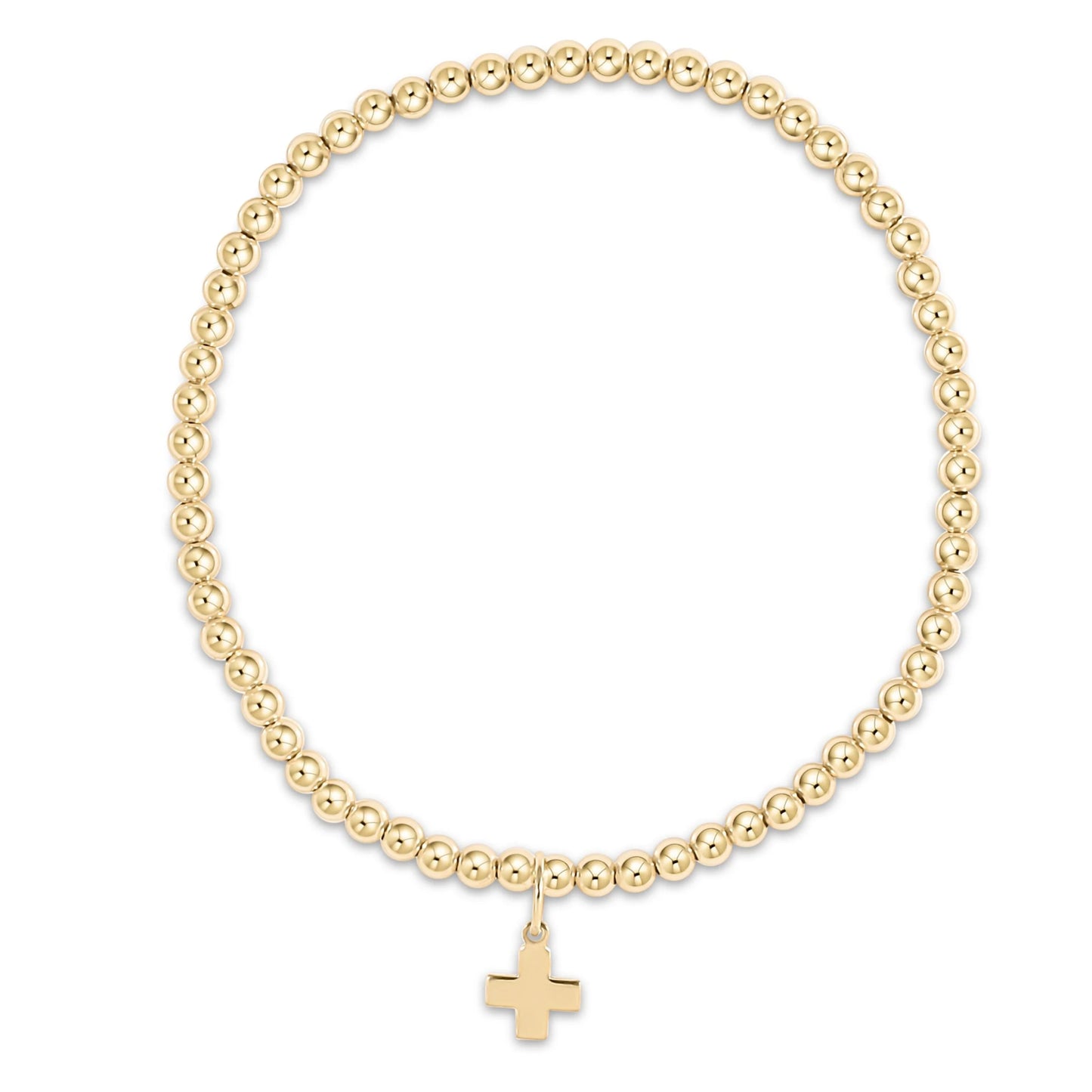Classic Gold Bead Bracelet - Gold Signature Cross Charm