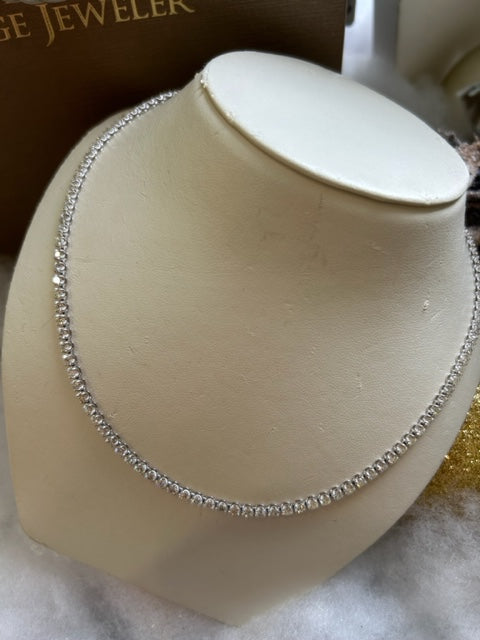 14k White Gold 7.88 CT 17" Tennis Necklace