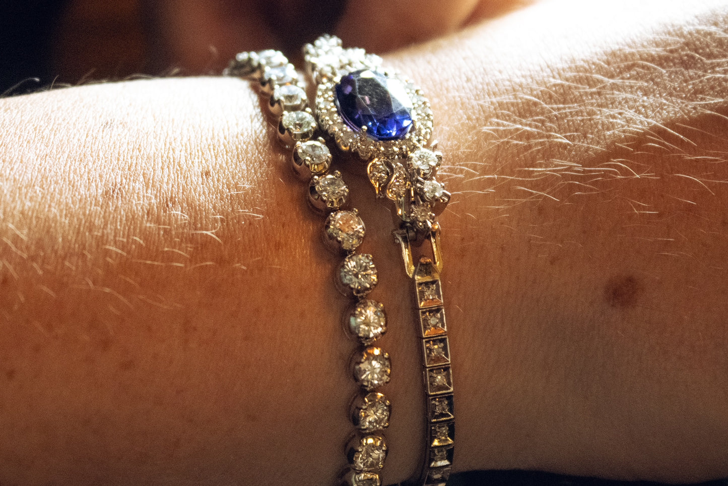 Estate 14k Royal-Style Tanzanite and Diamond Bracelet