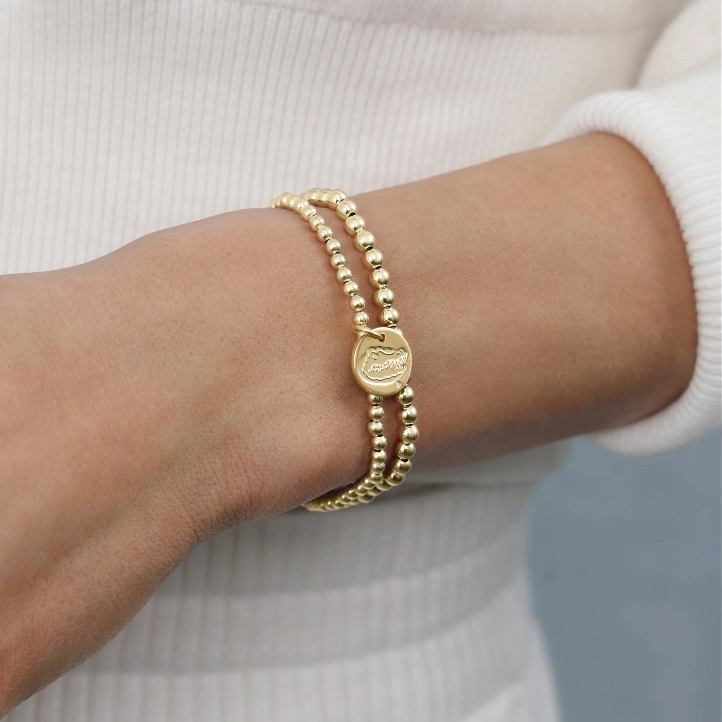 *New* Ecollegiate Classic Gold Bead Bracelet - University of Florida
