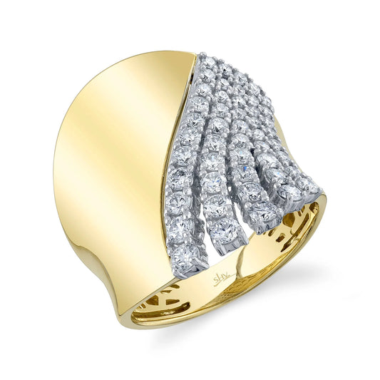 Two Tone Wide Band 14k White and Yellow Gold Fashion Ring