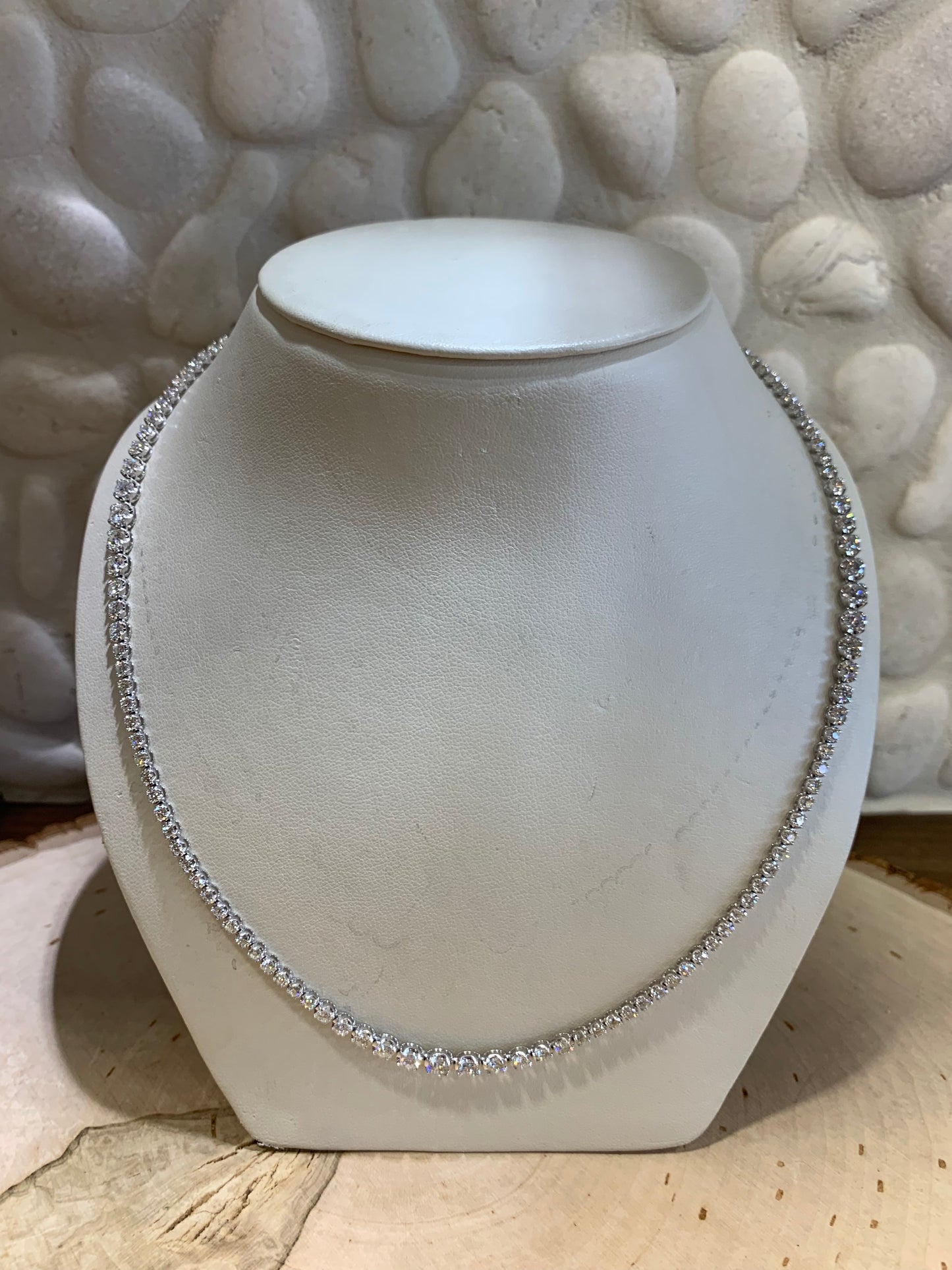 14k White Gold 13.5 CTW Tennis Necklace 32 in - The Village Jeweler