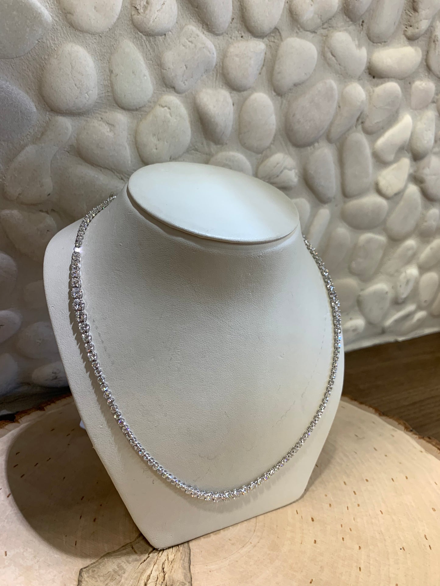 14k White Gold 13.5 CTW Tennis Necklace 32 in - The Village Jeweler