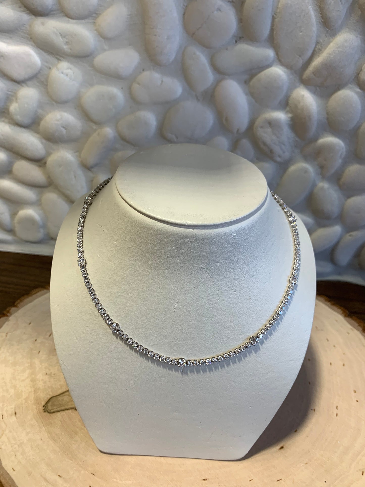 8.65 CTW 14k White Gold Tennis Necklace - The Village Jeweler