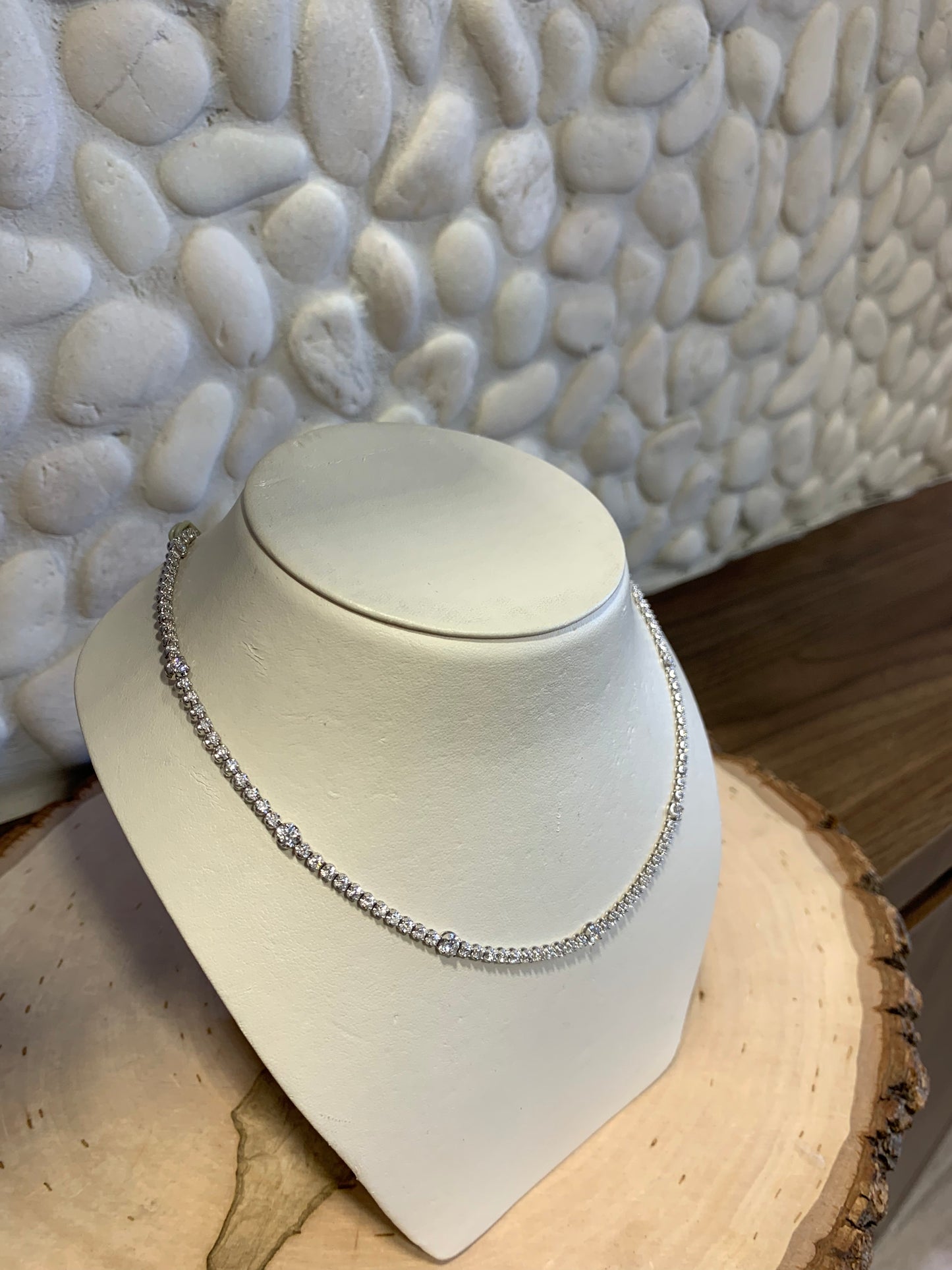 8.65 CTW 14k White Gold Tennis Necklace - The Village Jeweler