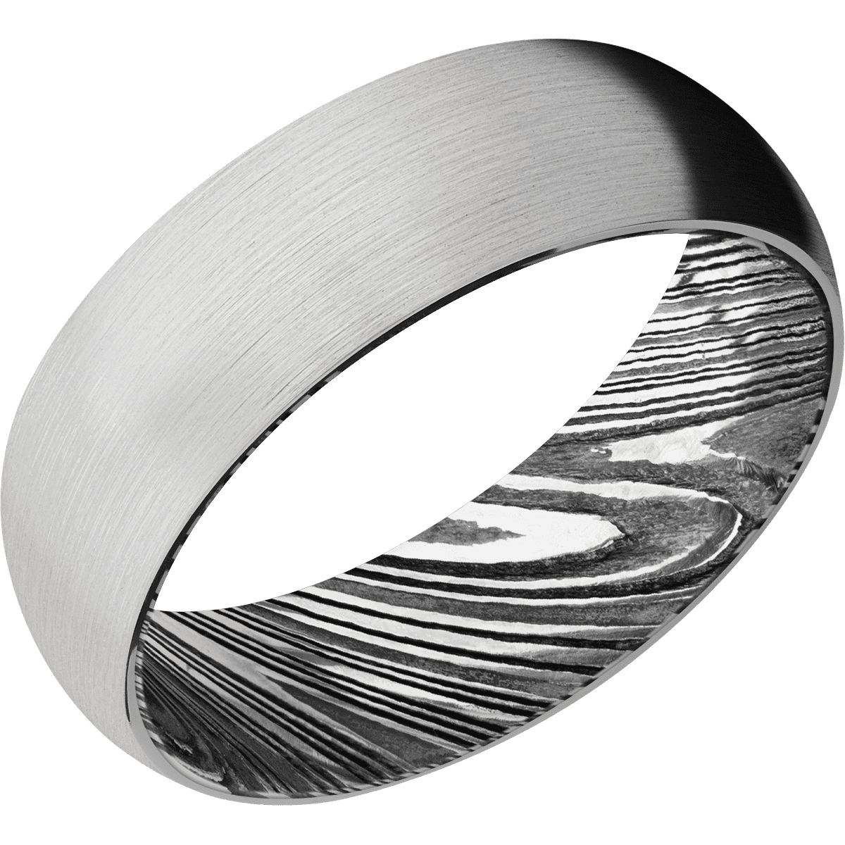 14K White Gold + Satin Finish + Woodgrain