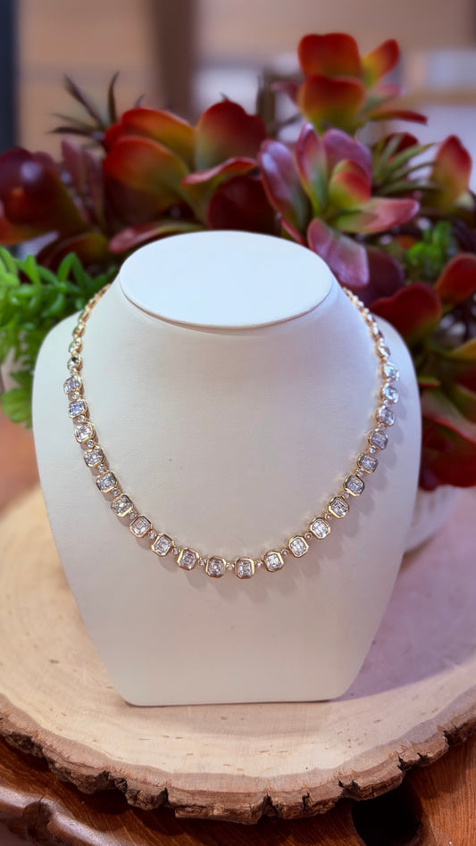 Bezel Set Baguette Diamond Necklace