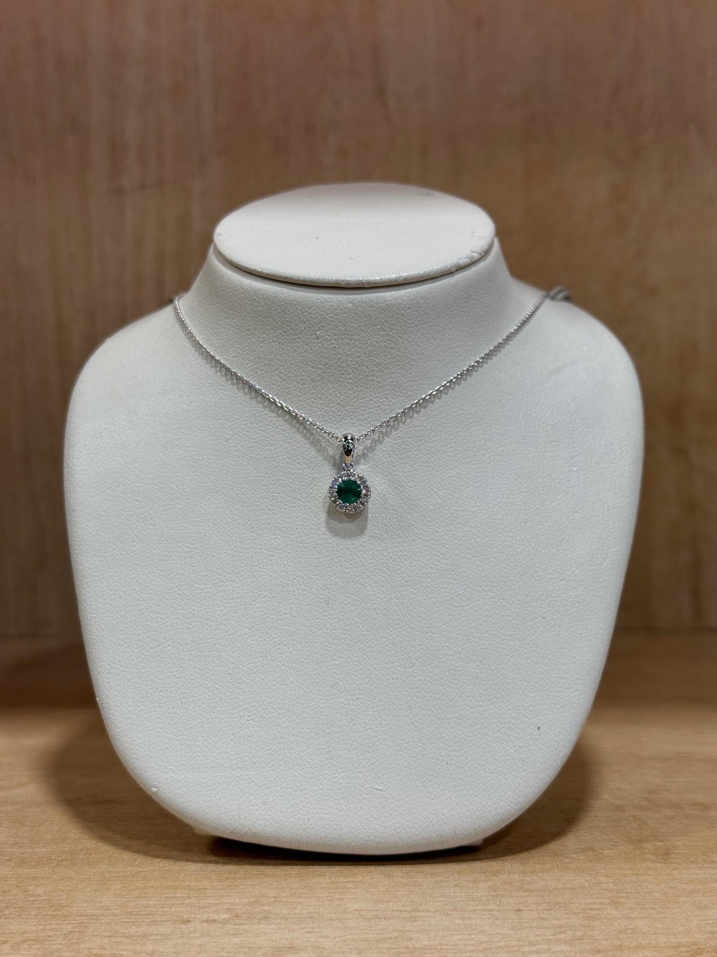 Diamond-halo Emerald Necklace