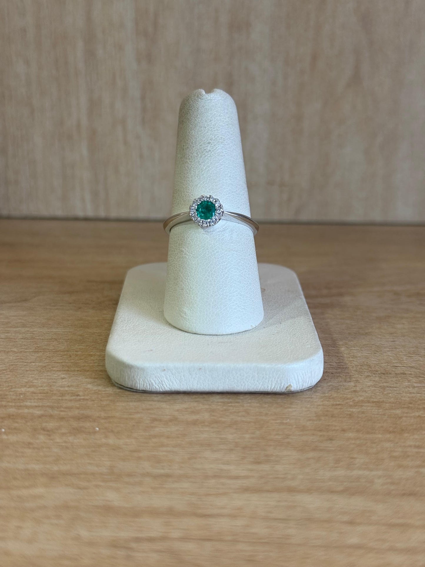 Diamond-halo Emerald Ring
