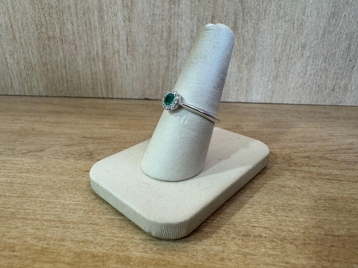 Diamond-halo Emerald Ring