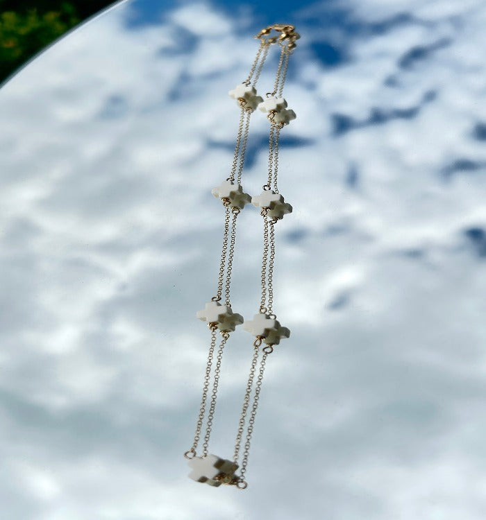 Off-White Cross Station Necklace - The Village Jeweler