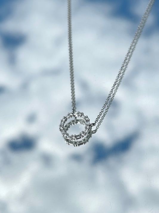 0.29 CT Diamond Circle Baguette Necklace - The Village Jeweler