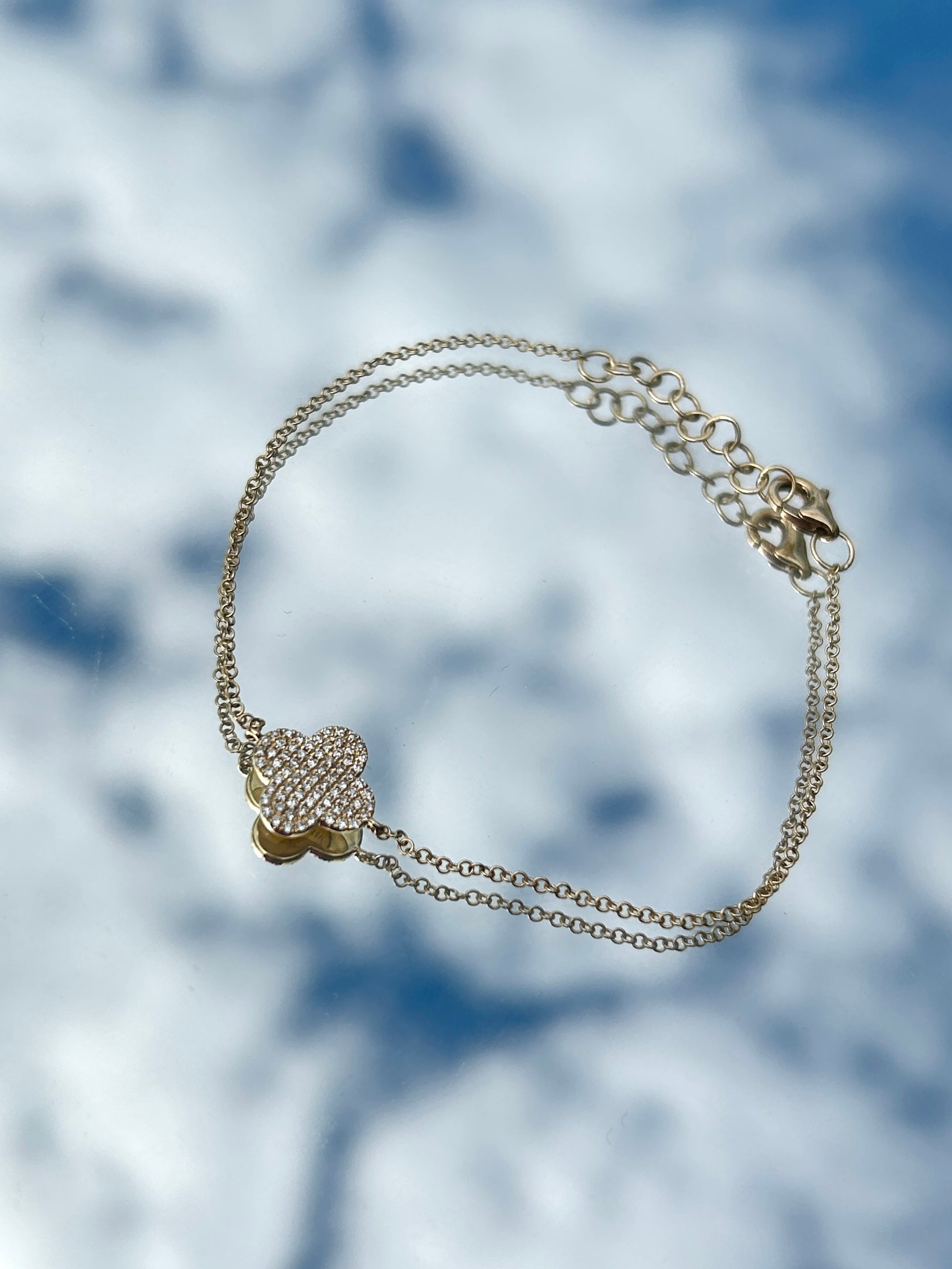 0.16 CT Diamond Pave Clover Bracelet - The Village Jeweler