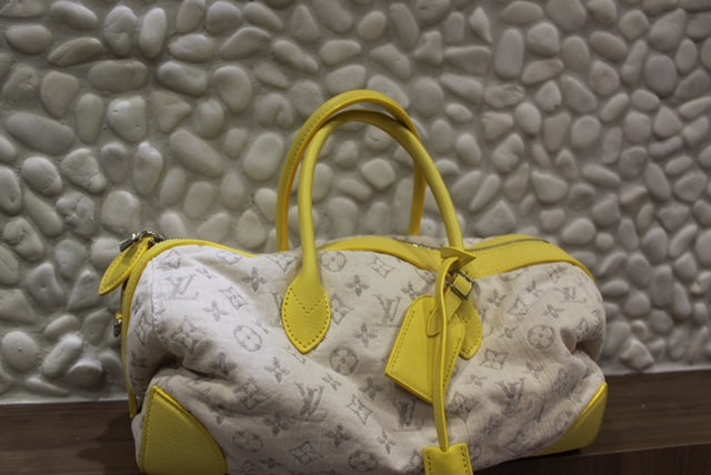 Louis Vuitton Yellow Denim Speedy Round Hand Bag