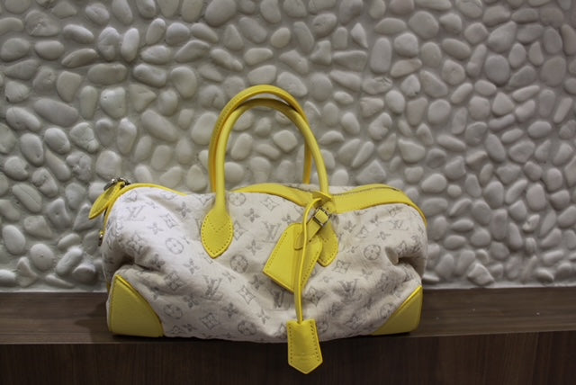 Louis Vuitton Yellow Denim Speedy Round Hand Bag
