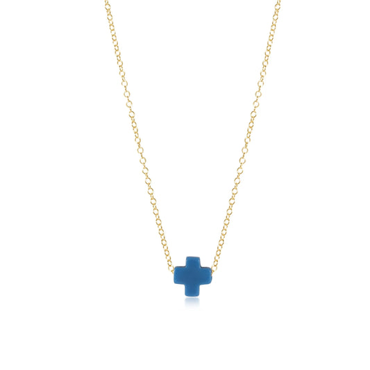 16" Signature Cross Gold Necklace - Color Options