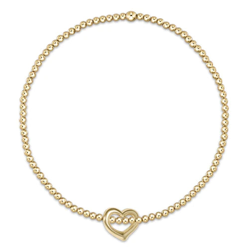 Classic Gold Bead Bracelet - Gold Love Charm