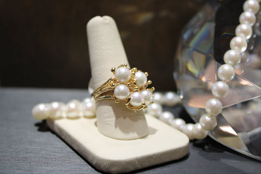 Estate 14k Pearl Cluster Ring