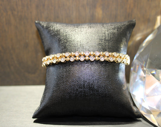Estate 14k 1/2cttw Double-Diamond-Row Bangle