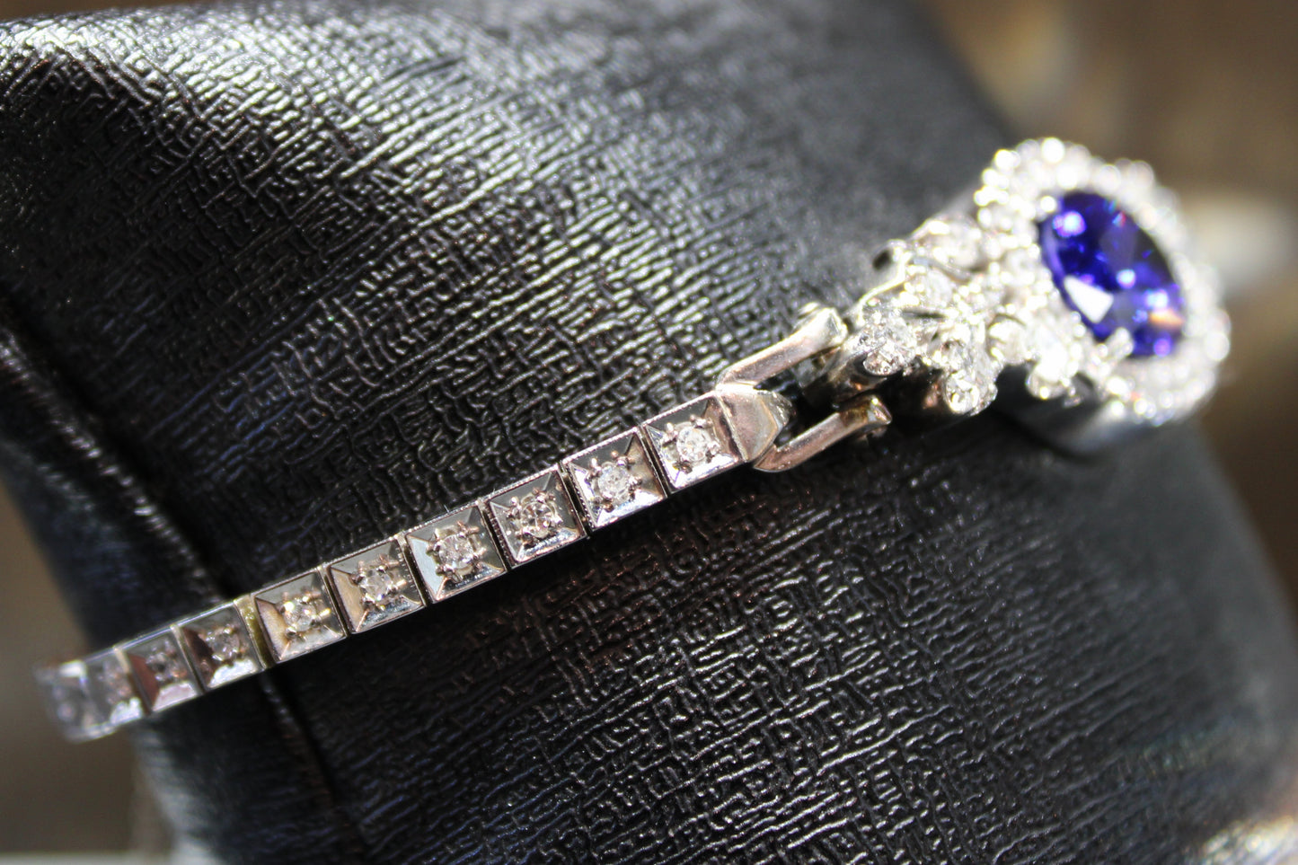 Estate 14k Royal-Style Tanzanite and Diamond Bracelet