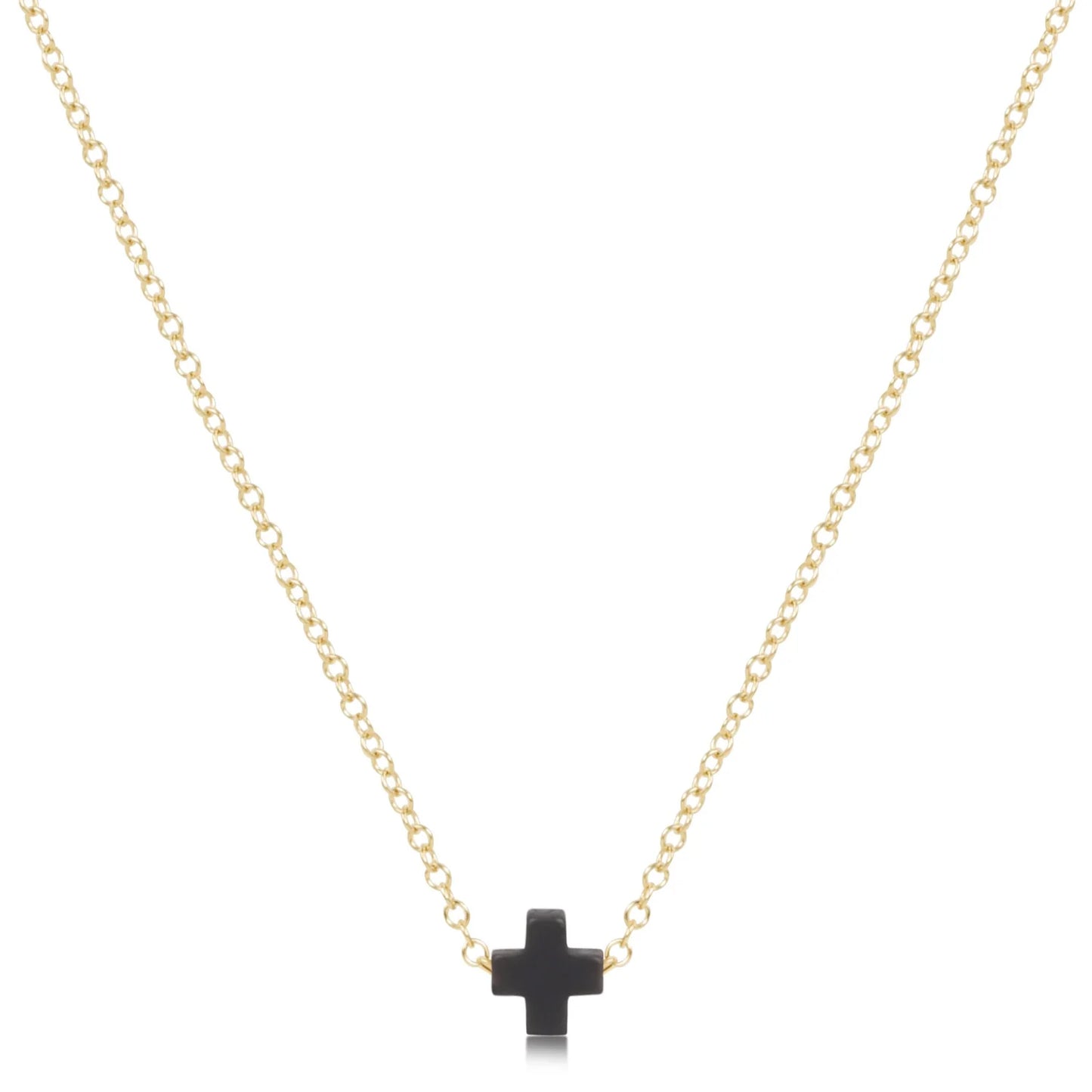 Signature Cross Gold Necklace - 16" -  Color Options