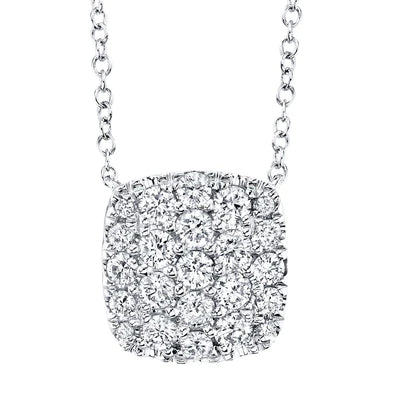0.53 CT Diamond Pave Cushion Necklace - The Village Jeweler