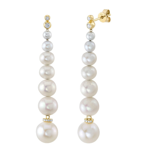 0.14CT Diamond & Cultured Pearl Drop Earring