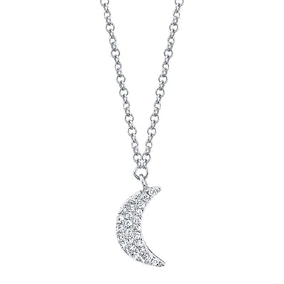 0.06 CT Diamond Crescent Moon Necklace - The Village Jeweler