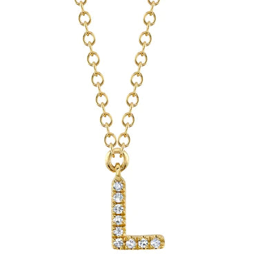 0.03 CT Initial Necklace - L - The Village Jeweler