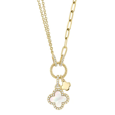0.54 CT Mother of Pearl Clover Necklace - The Village Jeweler