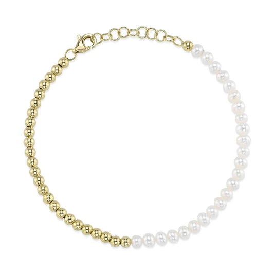 Cultured Pearl Ball Chain Bracelet