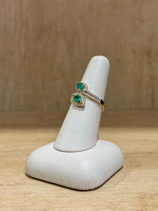 14k Diamond/Emerald Snake Ring