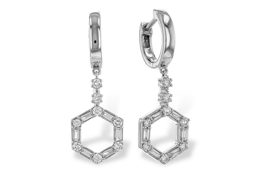 Diamond Hexagon Drop Earrings