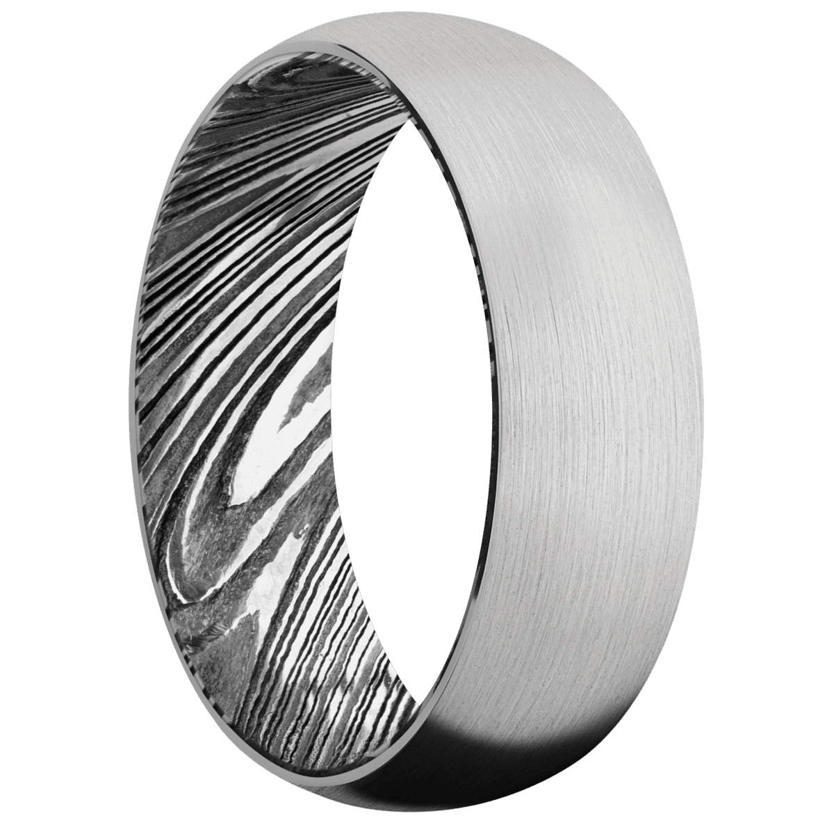 14K White Gold + Satin Finish + Woodgrain