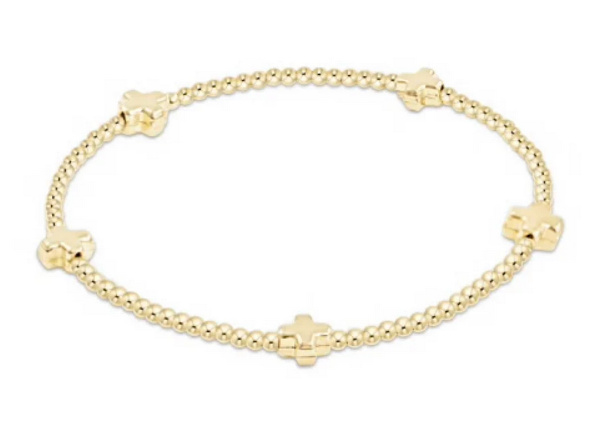 Signature Cross Bead Bracelet - Gold - Size Options